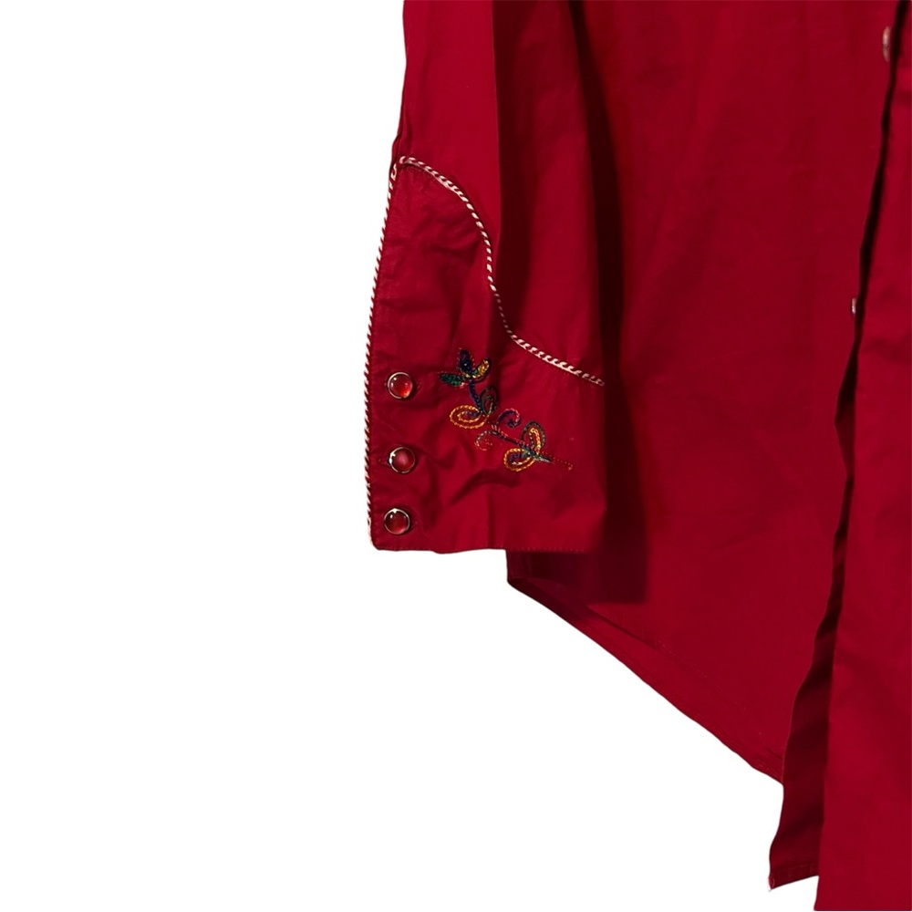 Vintage Cotton Express Embroidered Red Western Shirt Size Large Cowgirlcore NWT - Picture 7 of 13